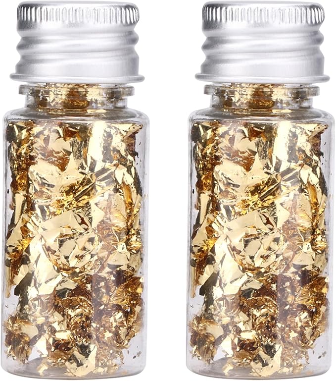 2 Bottled Decorative Gold Leaf, 24K Edible